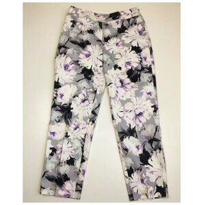 ST JOHN Collection Multi Color Floral Print EMMA High Waist Ankle/Cropped Pant